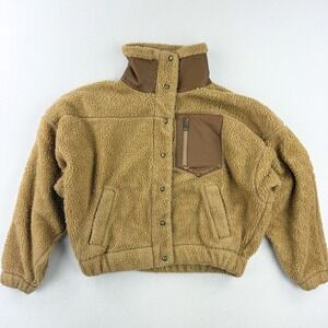 Polo Ralph Lauren Women's Tan Brown Sherpa Size S Fleece Snap Front Jacket Coat